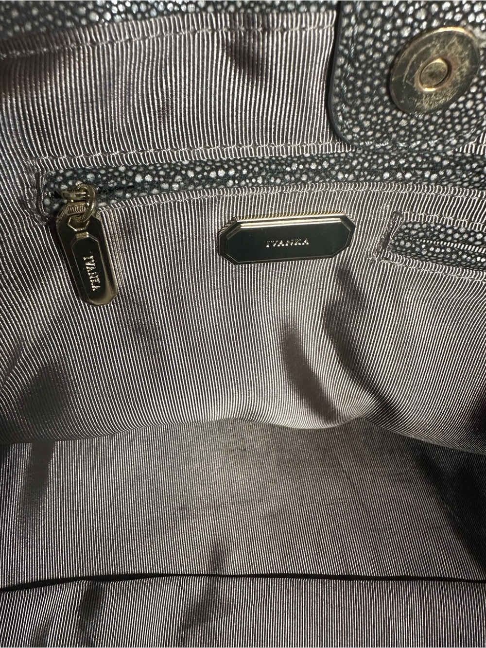 Ivanka Trump Metallic Gray Textured Tote with Tassel - Picture 4 of 16